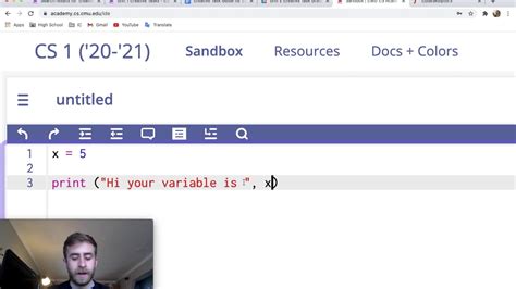 Variable Basics Intro Cmu Cs Academy Youtube