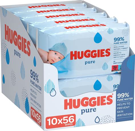 Huggies Pure Baby Wipes 99 Pure Water Wipes 10 Pack X 56 560 Wipes