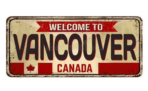 Welcome To Vancouver Canada Black Skyline Silhouette On Rusted Metal