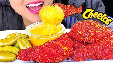 ASMR CHEESY HOT CHEETOS Fried Chicken Pickles NO TALKING ASMR Eating Show ASMR Phan
