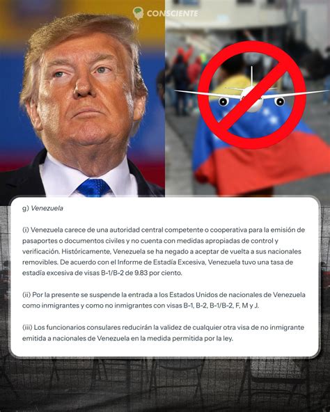 Consciente - 🇺🇸 🇻🇪 TRUMP SUSPENDE EL INGRESO DE VENEZOLANOS A EE.UU