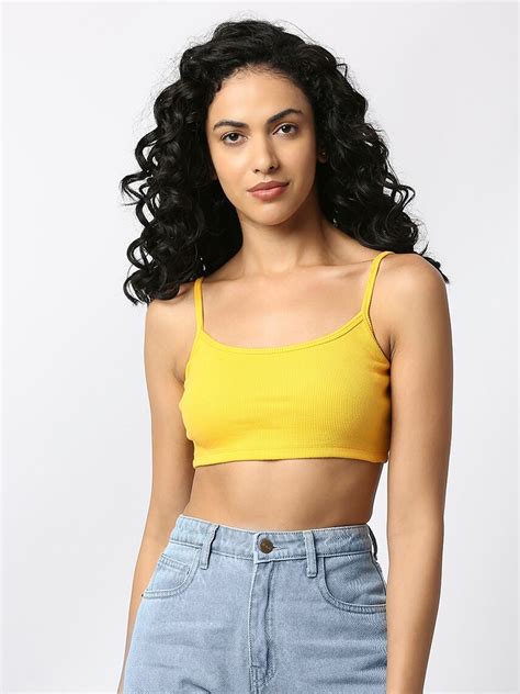 Buy Disrupt Ribbed Shoulder Straps Cotton Bralette Crop Top Tops For Women 25988120 Myntra