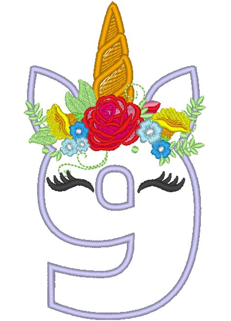 Unicorn Numbers With Flowers Crown Unicorn Birthday Numbers Etsy