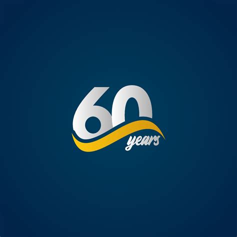 60 Years Anniversary Celebration Elegant White Yellow Blue Logo Vector