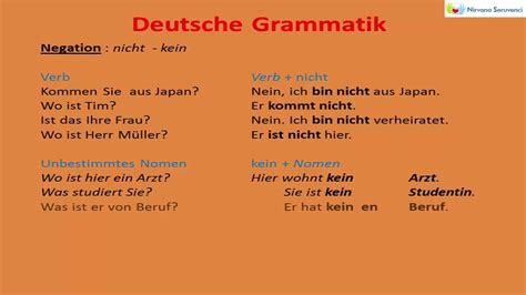 Deutsche Grammatik Niveau A1 A2 Nicht Kein Youtube