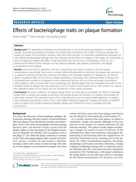 Pdf Effects Of Bacteriophage Traits On Plaque Formation Dokumen Tips