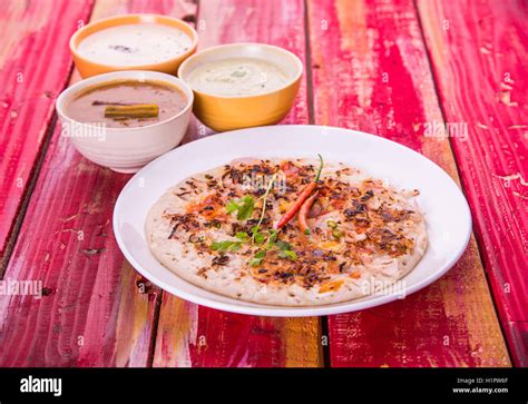 South Indian Food Uttapam Or Ooththappam Or Uthappa Is A Dosa Like Dish Made By Cooking