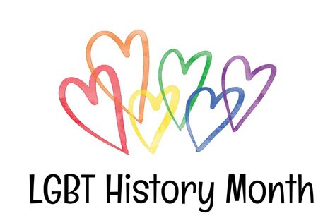 Lgbt History Month Card With Cute Watercolor Textured Six Hearts In