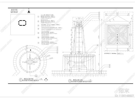 雕塑喷泉细部施工图下载【id1130148607】知末案例馆