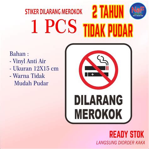 Jual Stiker Dilarang Merokok No Smoking Sticker Peringatan Vinyl Tahan