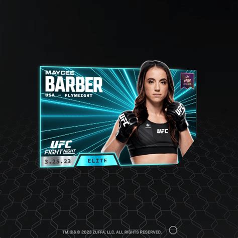 Maycee Barber UFC Fight Night 3 25 23 Set ELITE NFT For Sale 2022