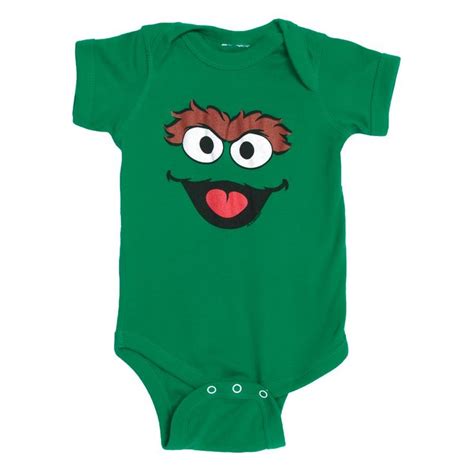 Sesame Street Oscar The Grouch Face Baby Romper Snapsuit Months