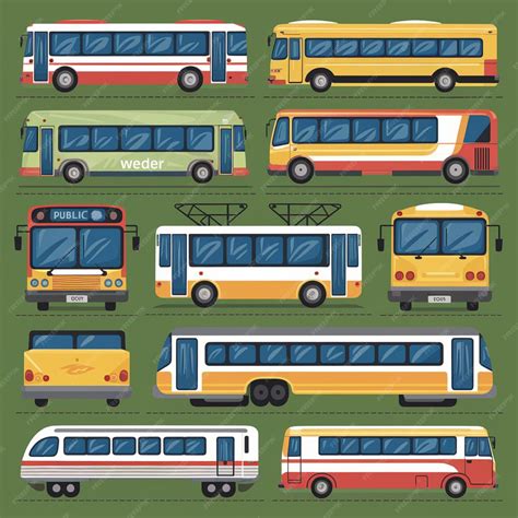 Vectors of public transportation like buses and trains illustration