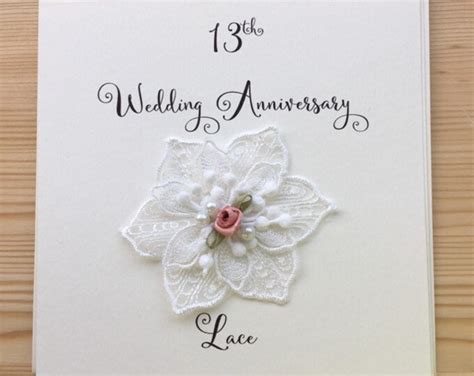 13th Anniversary Card Lace Wedding Anniversary 13 Years Marriage