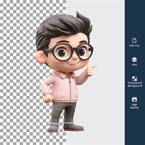 Premium Psd Psd D Male Cartoon Character Pointing