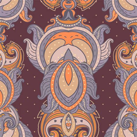 Floral Paisley Indian Ornate Seamless Pattern Stock Illustration