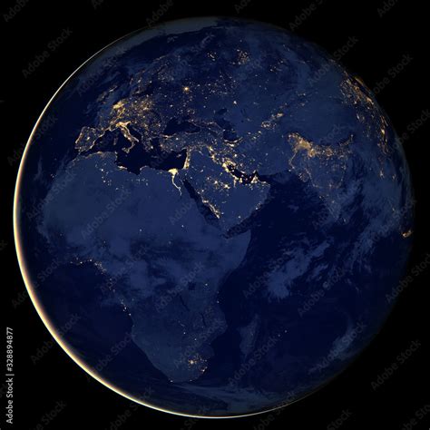 Earth At Night City Lights Showing Human Activity In Europe Africa