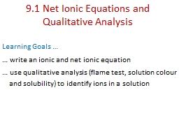 Ppt Net Ionic Equations And Qualitative Analysis Powerpoint