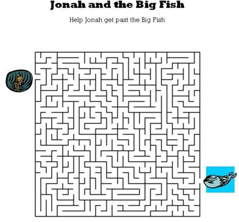 Kids Bible Worksheets-Free, Printable Jonah and the Big Fish Maze