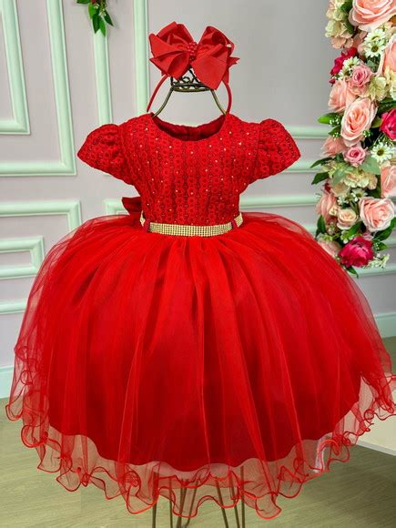 Vestido Natal Infantil Vermelho Luxo Elo Produtos Especiais