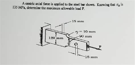 Solved A Centric Axial Force Is Applied To The Steel Bar Chegg