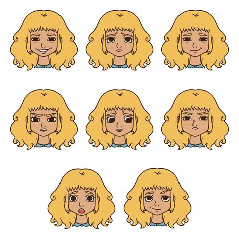 Set Of Womans Emotions Facial Expression 2143489 Vector Art At Vecteezy