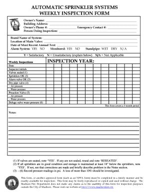 Fire Sprinkler Inspection Report Template Prntbl