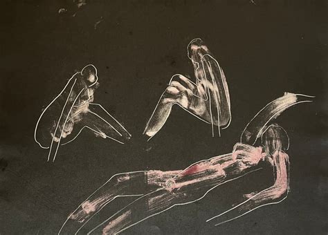 Three Muses Paint Ink Nude American Modernist Jack Hooper From The Collection Of Studio