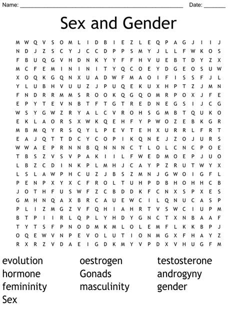 Sex And Gender Word Search WordMint