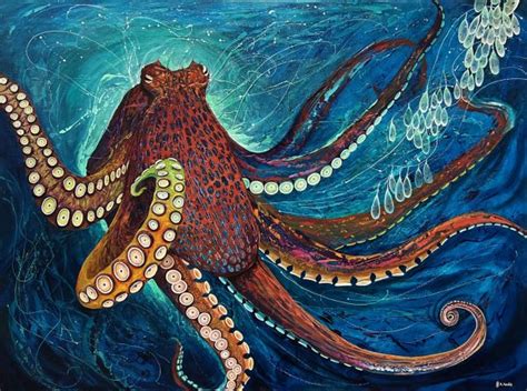 Octavia Octopus Original Painting Deep Impressions Underwater Art