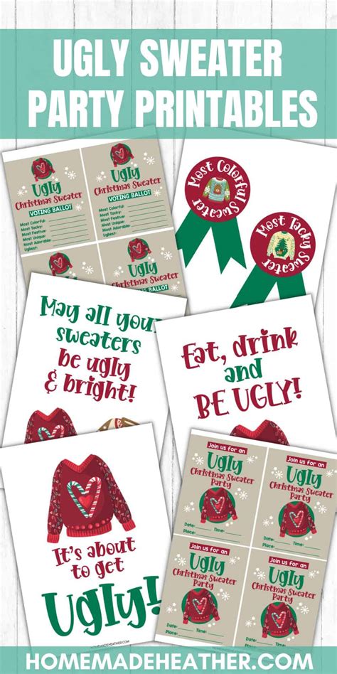 Ugly Sweater Party Printables Homemade Heather