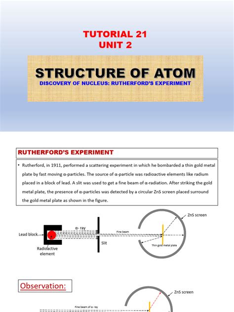 Tutorial 21 Discovery Of Nucleus Pdf Atoms Atomic Nucleus