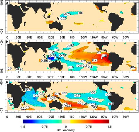 Composite Sst Anomalies Standardized For The Driest A Mam B