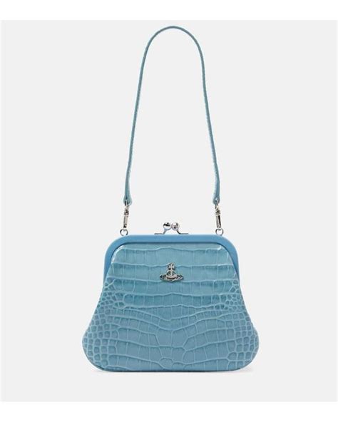 Vivienne Westwood Vivienne S Croc Effect Leather Tote Bag In Blue Lyst