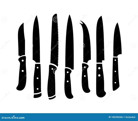 Kitchen Knives Black Silhouettes Stock Vector Illustration Of Cooking