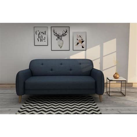 FINLANDEK Canapé droit fixe VIISTO 3 places Tissu bleu Scandinave