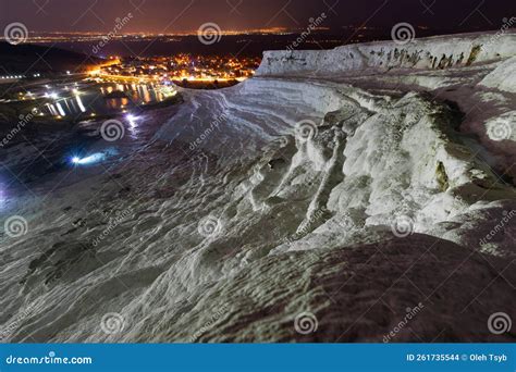 Pamukkale on the Top with a View of the City of Denizli at Night, Turkey Stock Photo - Image of ...