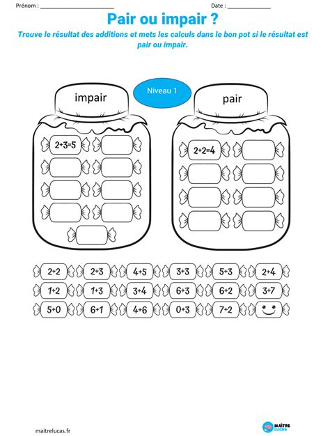 Fiches Exercices Nombres Pairs Et Impairs 11 Exercices Pour CP CE1