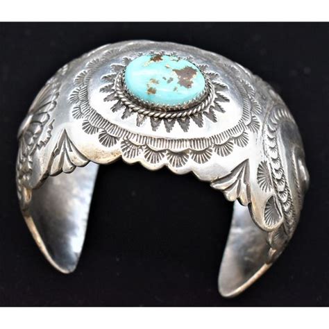 Estate Navajo Sterling Turquoise Cuff Bracelet