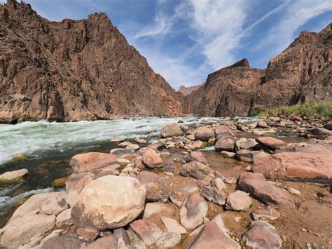 Granite Rapids Beach in Grand Canyon National Park, Arizona. Stock ...