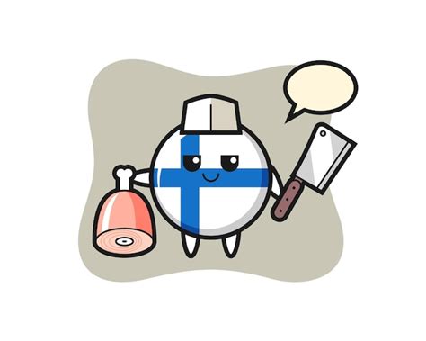 Premium Vector Illustration Of Finland Flag Badge Character As A Butcher