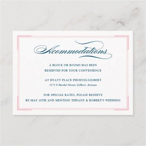 Romantic Navy Blue Blush Floral Geometric Wedding Enclosure Card