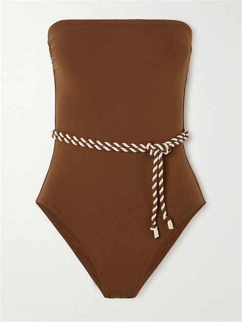 Eres Twist Majorette Belted Strapless Swimsuit In Brown Endource