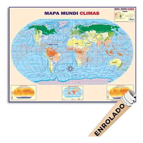 Mapa Mundi Climas Zonas Climáticas Temperatura Poster Geográ Parcelamento Sem Juros