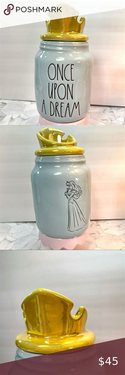 Nwt Rae Dunn Disney Sleeping Beauty Blue Cannister Jar Iridescent Crown