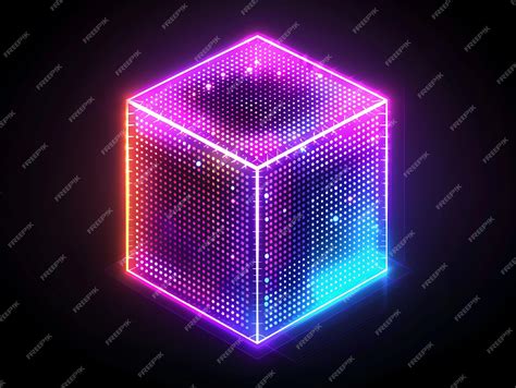 Premium Photo Frame Of Led Pixel Cube Sign With A Cube Shaped Board