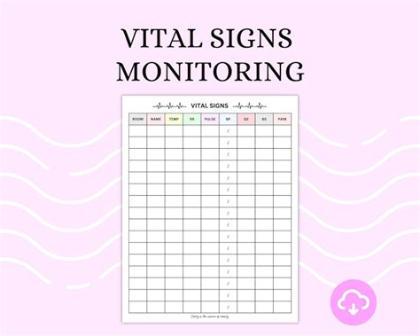 Vital Signs Monitoring Sheet Etsy