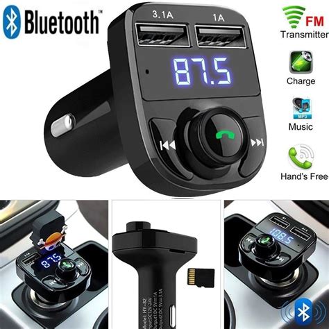 Wireless Bluetooth Handsfree Car Kit Fm Transmitter Lcd Mp Player Dual