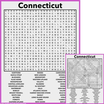 Connecticut Word Search By Jennifer Olson Educational Resources Tpt