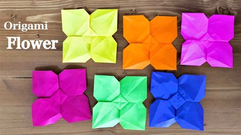 【折り紙1枚でできる】簡単 可愛い 花③平面の折り方 Origami Flower おりがみぷらざ 簡単折り紙